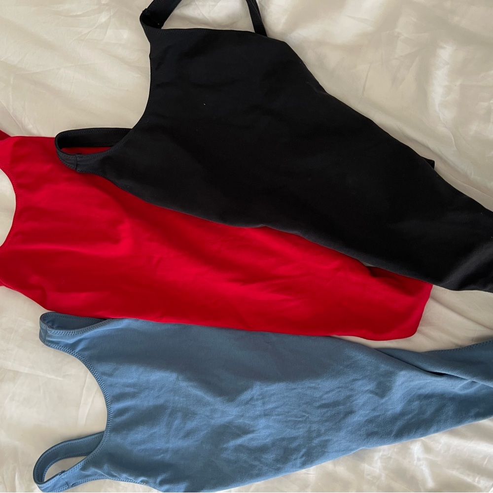 Aritzia Women’s Bodysuit Trio — Black, Red, Blue